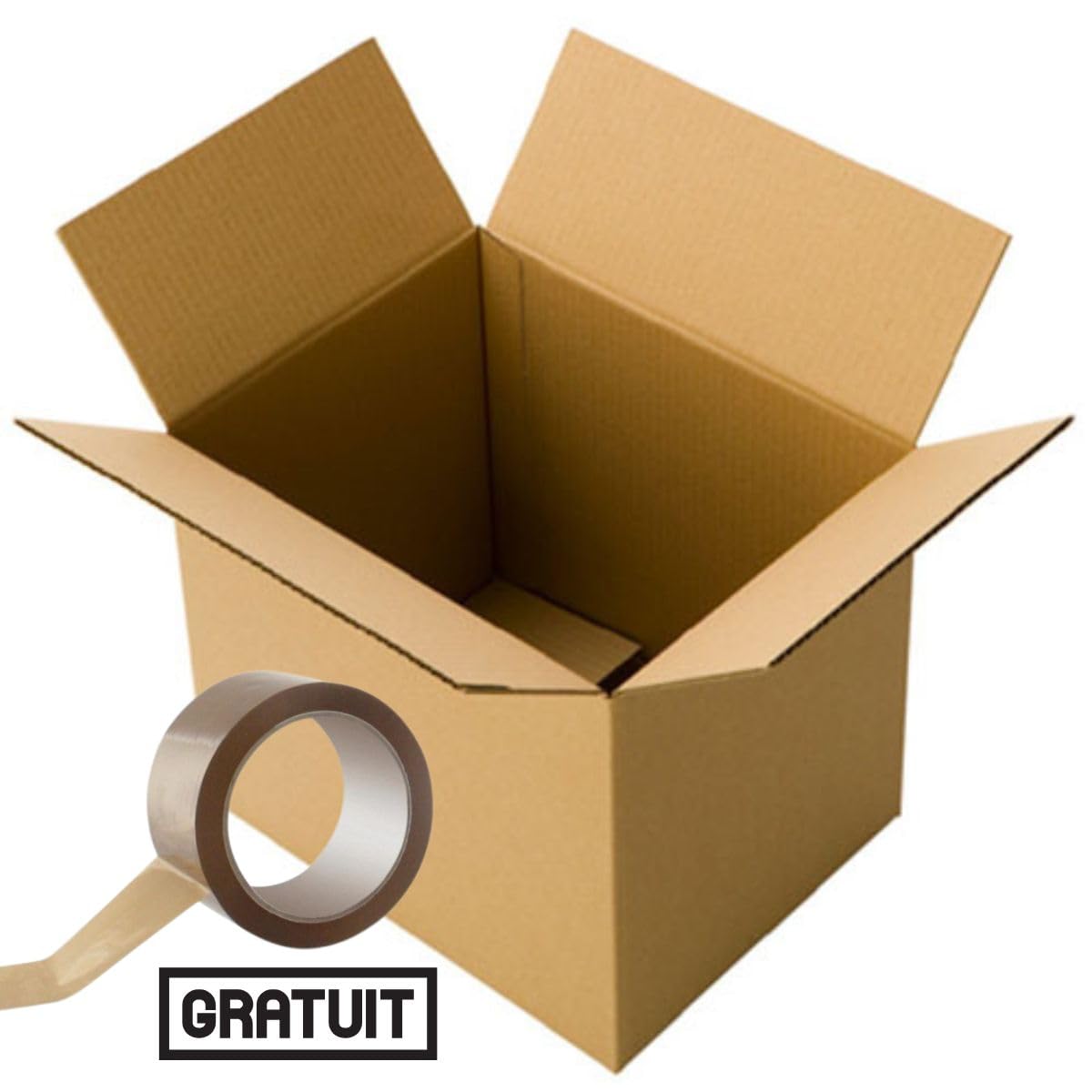 Kit 10 Cartons Déménagement Taille L 55x35x33cm - Jusqu'à 20kg - Scotch Kraft Offert