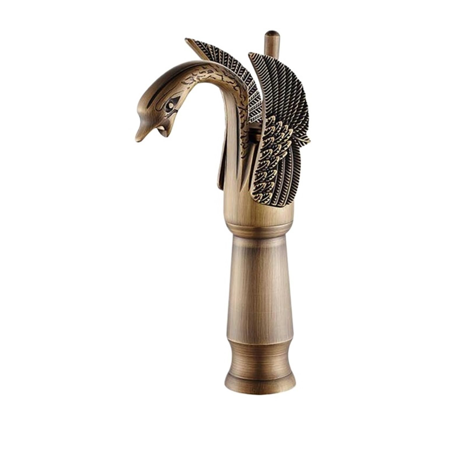 MXXQRHF Kitchen Faucets, Gold swan Shape Brass Bathroom Basin Sink Faucet hot and Cold Water Basin Faucet countertop Mounted Chrome swan Faucet (High Antique Brass)