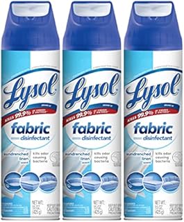 Lysol Fabric Disinfectant Spray, Sanitizing and Antibacterial Spray, For Disinfecting and Deodorizing Soft Furnishings, Sundrenched Linen 15 FL. Oz (Pack of 3)