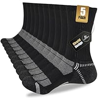 Cirorld Socken Herren 43-46 37-42, Atmungsaktive Wandersocken, Gepolstert Sportsocken Tennissocken, Laufsocken Trekkingsocken Arbeitssocken 5 Paar Schwarz 43-46