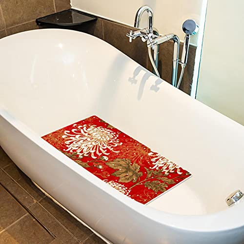 Tapetes de baño de crisantemo con ventosas lavables a máquina 5