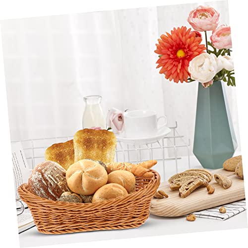 Cesta tejida de almacenamiento (pack de 3) para frutas, pan y dulces en el escritorio 4