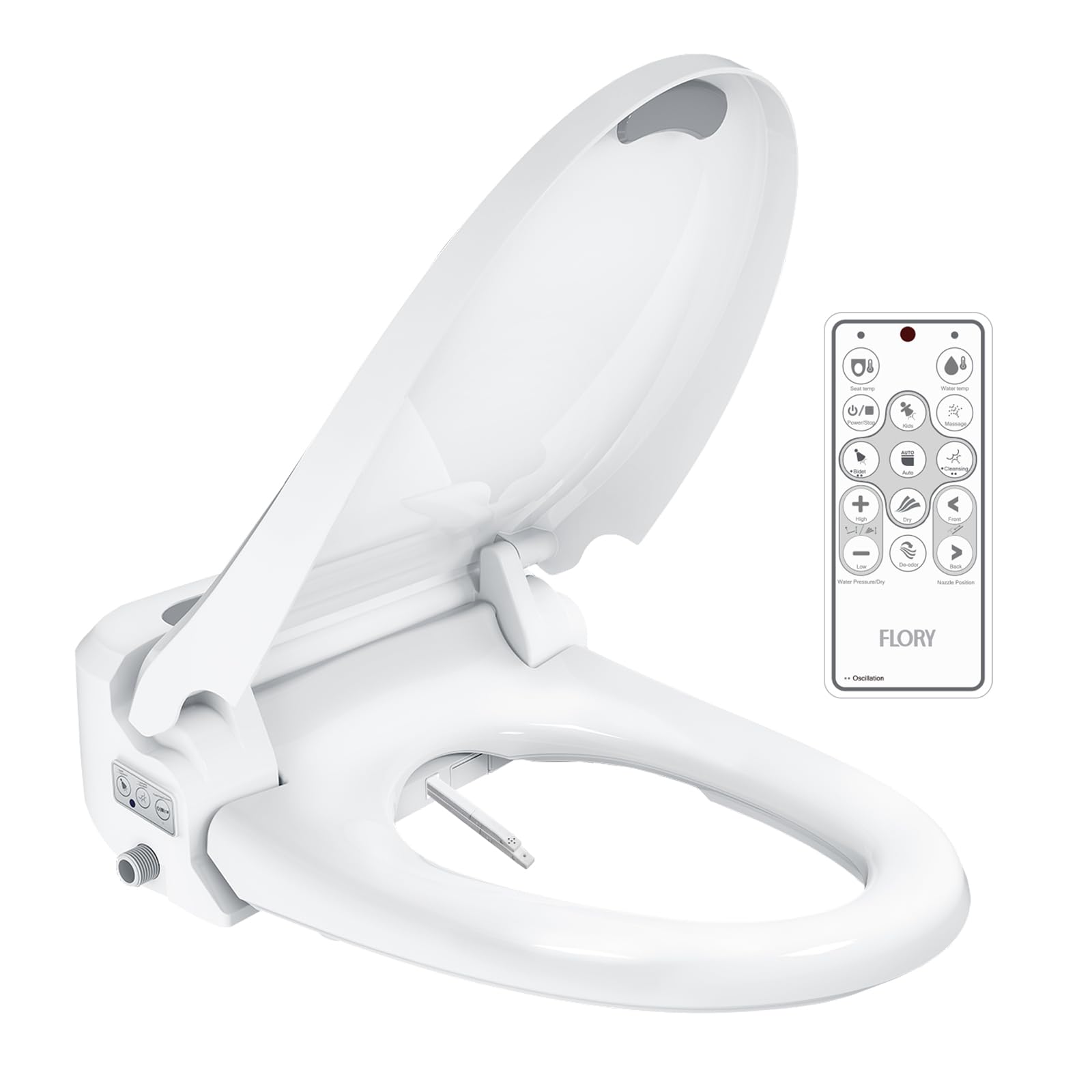 Electronic Smart Bidet Toilet Seat with Dryer, 608XR, Ultimate Version, 5 Cleaning Modes with Water Filter, Self-Cleaning Nozzle, Heated Toilet Seat, Remote and Side Button (608-small)