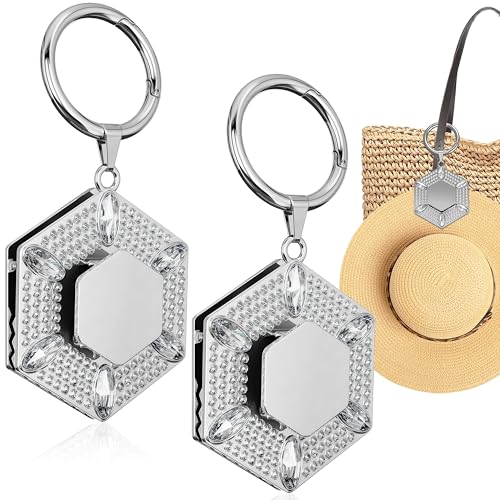 Vatonezich Clip per cappello da viaggio, adatta per borse, zaini, camion, accessori essenziali per le vacanze (argento, 2 pezzi)