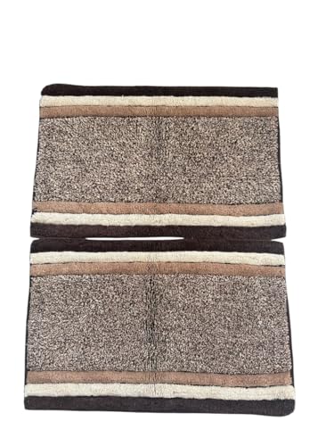 Image of My Home Cotton Door Bath Mat Super Soft Non Slip Mats for Bathroom, Door,Large, Pack of 2 (Brown Luxury)