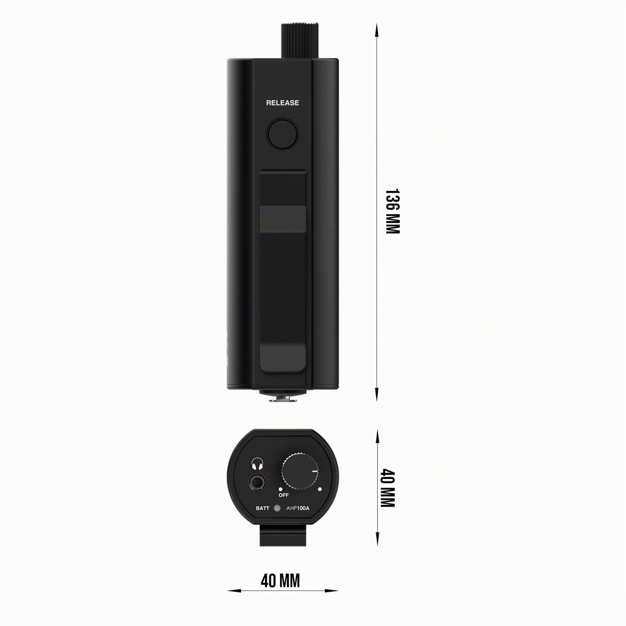 Audibax AHP-100A - in-Ear Monitor Personal Activo - Sistema IEM Profesional para Estudio, Actuación en Vivo o Ensayo en Banda - Diseño Activo y Portátil - Control de Volumen y Batería Incoporados