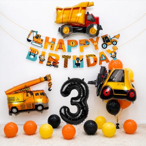 Image of 3rd Birthday Construction Theme Decoration Set, Pack of 20 Pcs