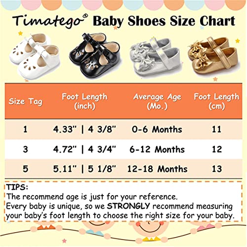 Timatego Baby Girl Mary Jane Flats Shoes Non Slip Soft Sole Infant Toddler First Walker Wedding Princess Dress Crib Shoes(0-6 Months Infant 25 Silver) #TOP6