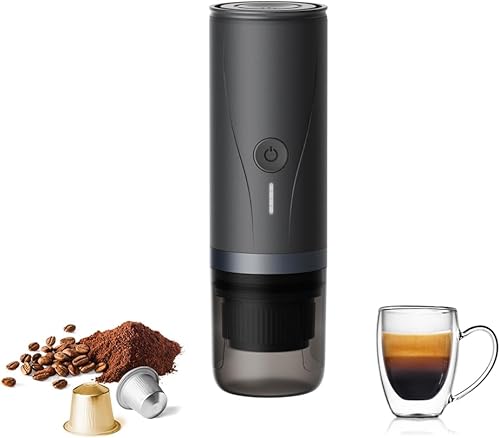 Máquina de café espresso portátil, mini cafetera eléctrica autocalentable, hasta 20 bares de presión, compatible con cápsulas NS y molienda fina,