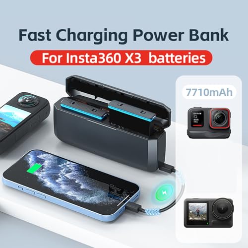 Powerbank z Szybkim ładowaniem. Pojemność 7710 mAh. 3 akumulatory. Jednoczesne ładowanie. Stacja do Przechowywania Kart Pamięci dla Aparatu X3
