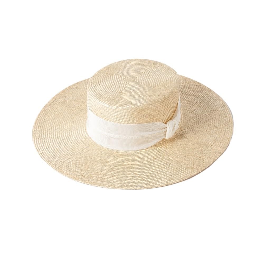 Generisch Kapelusz przeciwsłoneczny w stylu boho ze sztucznego sizalu – rondo o szerokości 10 cm z bardzo dużą kokardką – regulowany 56-58 cm