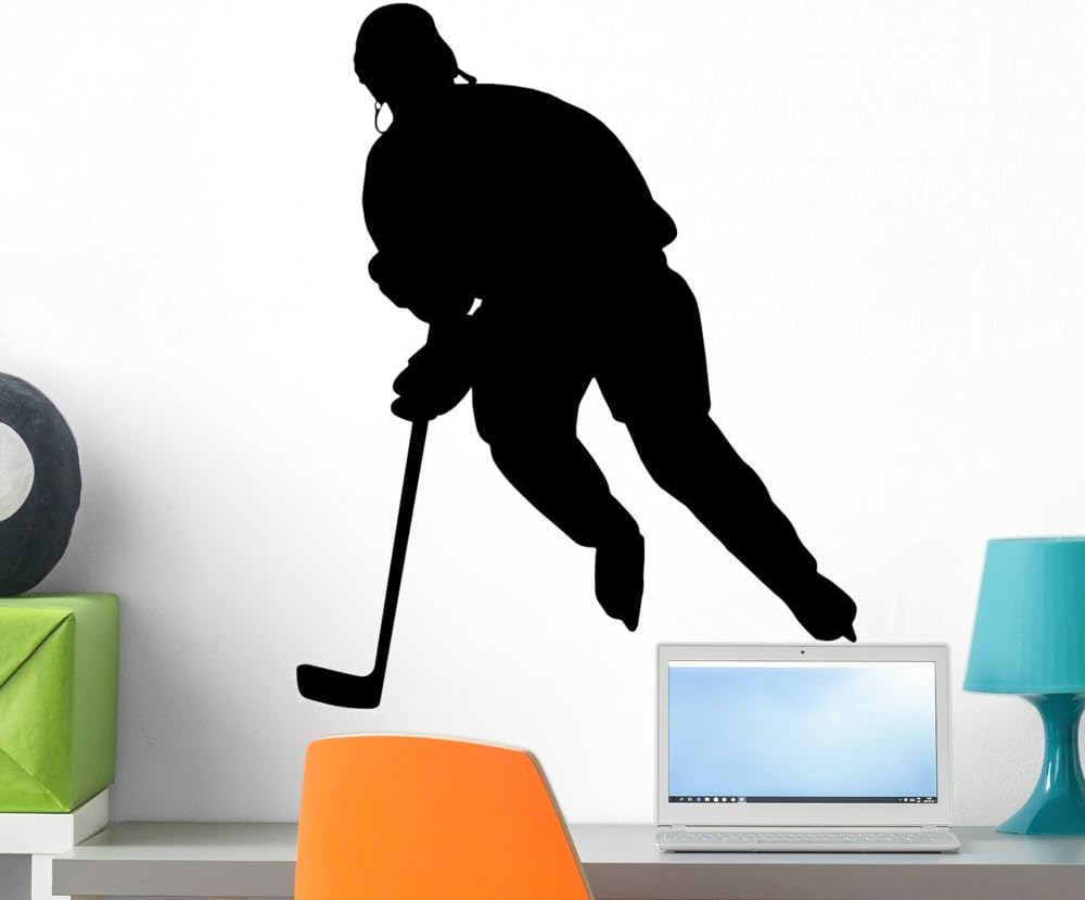 Wallmonkeys WM317339 Hockey Player Silhouette 03 Peel and Stick Wall Decals, 24" H x 18" W-Medium