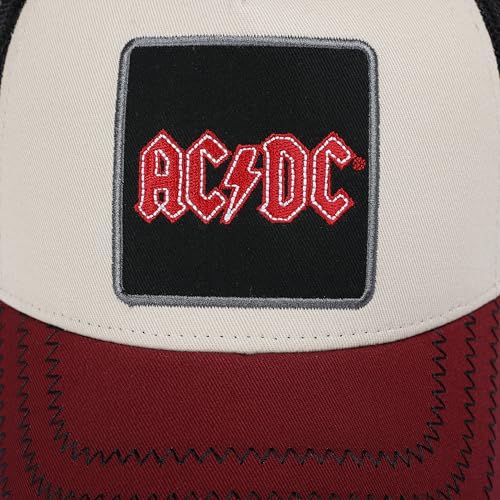 Amplified Trucker Baseballkappe mit verstellbarem Snapback-Verschluss, Atmungsaktiv - ACDC, Rot-Schwarz