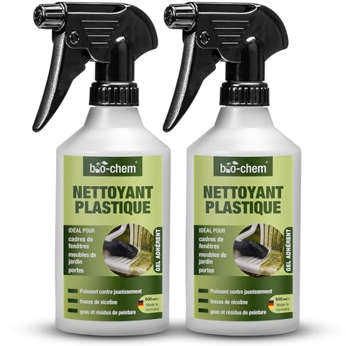 Bio-Chem - Produit nettoyant renovateur plastique 2 x 500ml - Spray de nettoyage PVC, fenêtres, cadres de fenêtres, radiateurs, meubles de jardin