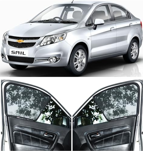 Image of Able Sporty Half Car Magnetic Sun Shade Curtains for Chevrolet SAIL Set of 4
