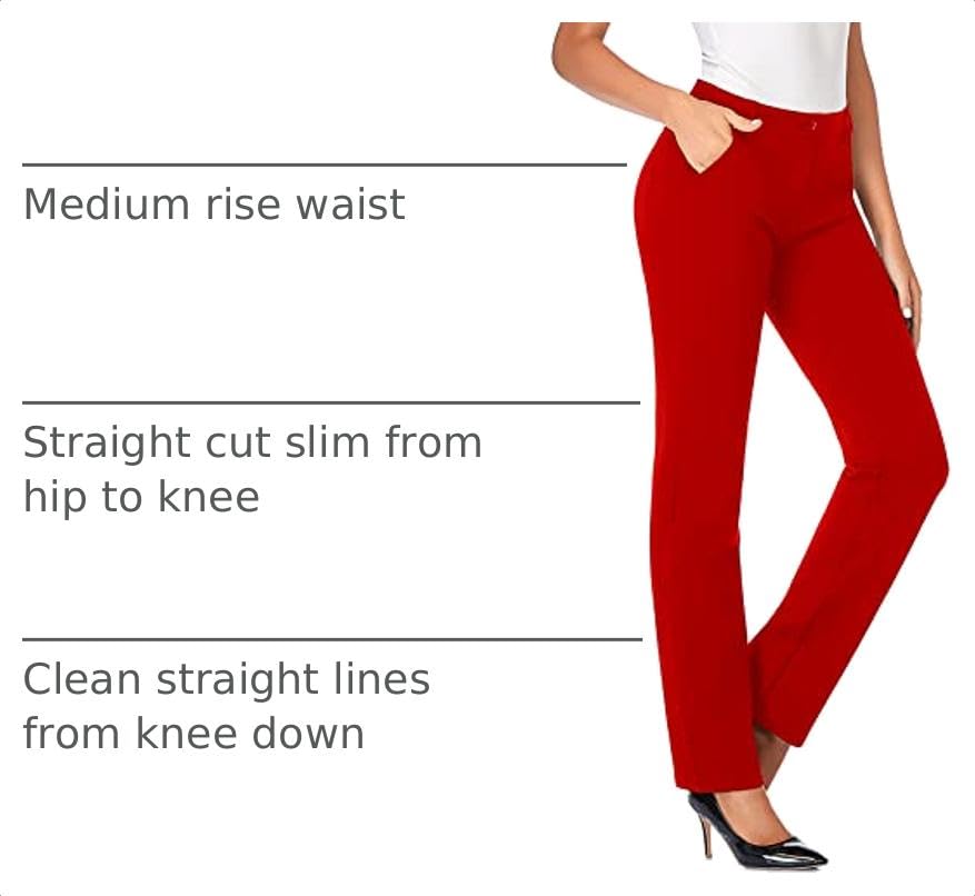 Image of Tapata Women's 28'' /30'' /32'' /34'' Stretchy Straight Dress Pants with Pockets Tall, Petite, Regular for Office Work Business