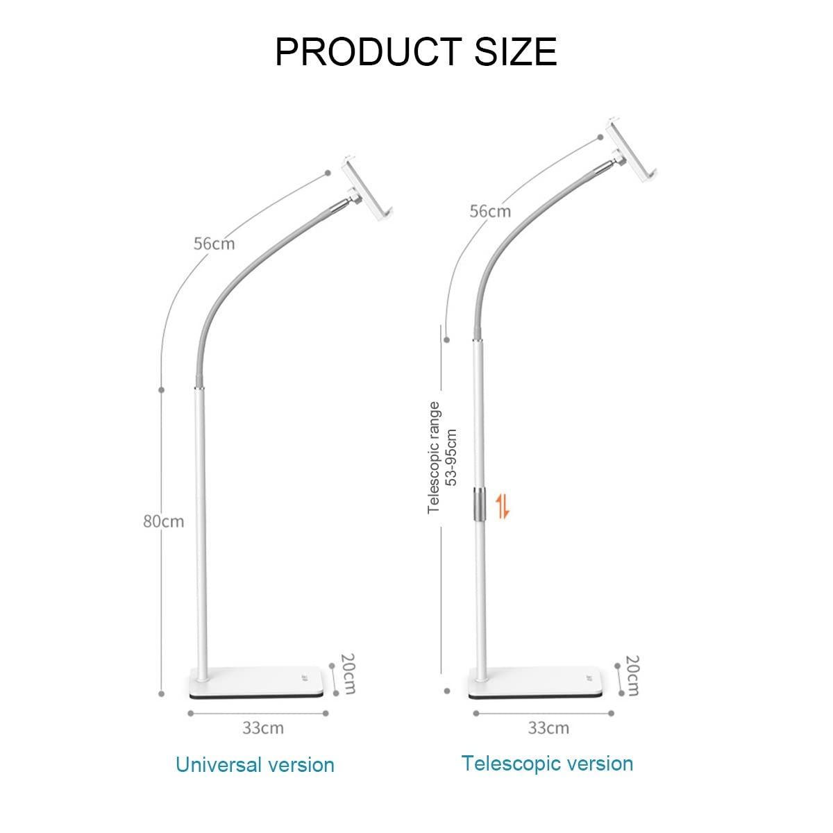 Supporto per tablet regolabile in altezza per letto, base stabile, altezza regolabile 109-151 cm, perfetto per leggere, guardare film e videochiamate