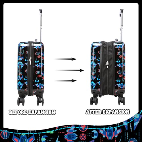Image of Kid's Luggage Set for Travel Toddler Suitcases with Wheels 2 Piece Boys Suitcase Set with Neck Pillow Hardshell 16 inch Carry on Hardside Luggage