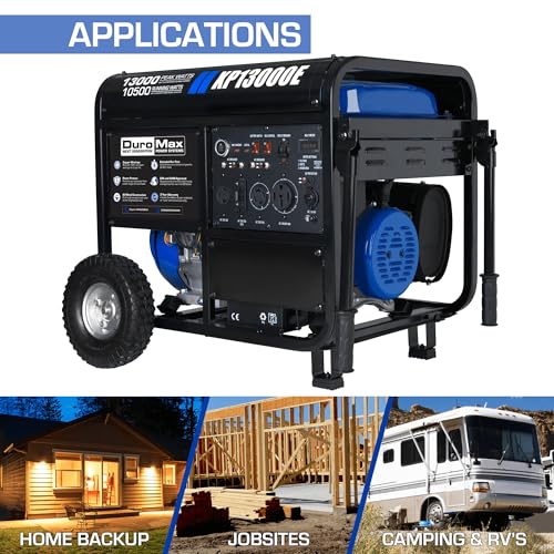 Image of DuroMax XP13000E 13,000-Watt Gas Powered Portable Generator - Electric Start, Whole Home Backup Power, Transfer Switch Ready, RV & Emergency Ready