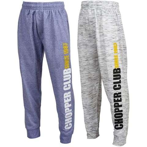 chopper club Boys Track Pants in Cotton Fleece Fabric - Sweatpants with HD Print Slim Ecru&Sky Fit 34 Cover