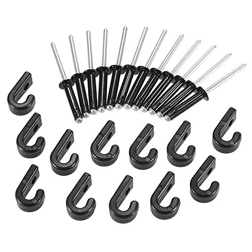 LIANGYAN 12PCS J Hooks Lashing Ganchos Bungee Ganchos com 12 rebites para Kayak Canoe Paddle Board A