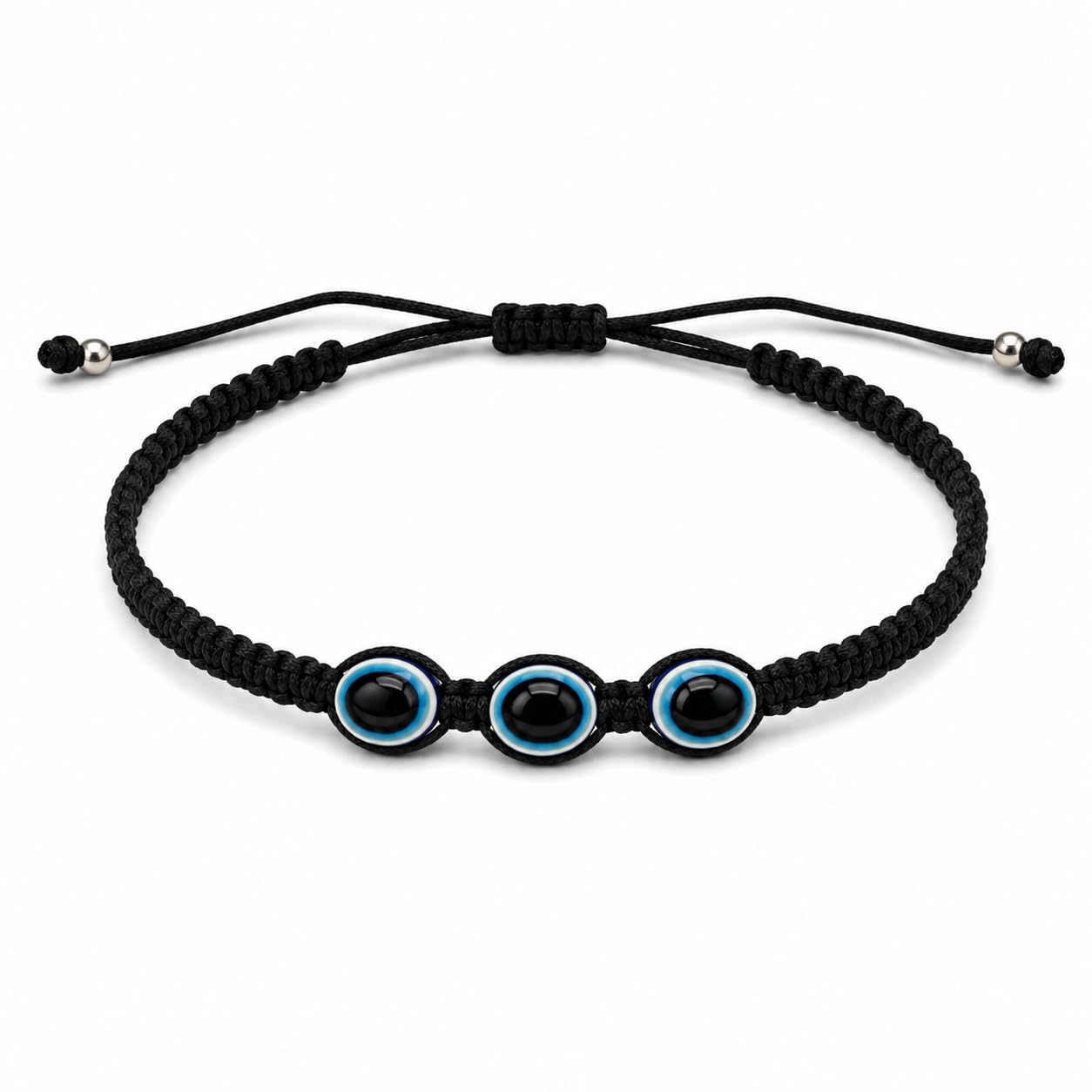 Adjustable Evil Eye Anklet for Women with Single Blue Eye Bead, Double Black Cord, Knotted Detailing and Sliding-Knot Closure, Fashion Jewellery, Pack of 1-image-31