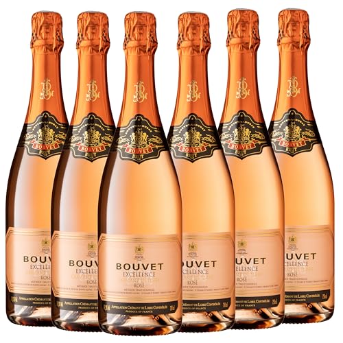 Bouvet Excellence Rosé Crémant de Loire Brut - Klassische Flaschengärung – Cabernet Franc – Cremant Rosé Ideal als Geschenk - 6 x 0.75 L