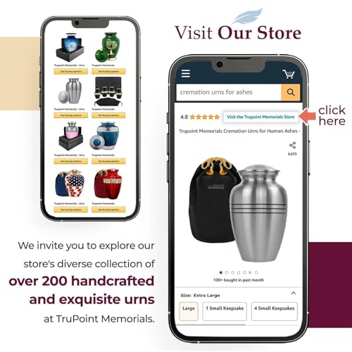 Image of Trupoint Memorials Cremation Urns for Human Ashes, Funeral Memorial Urn for Male and Female, Decorative Burial Metal Urn Collection for Adult Men & Women - Silver, XL (300 LB)