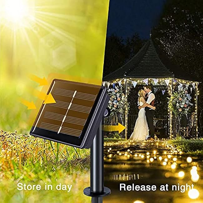 Solar Fairy Lights Outdoor Waterproof,2Pack Each 120LED Solar String Lights 12M/40Ft 8 Modes Outdoor Copper Wire Lights for Patio Decoration Fairy Lights for Garden,Tree,Party,Wedding (Warm White)