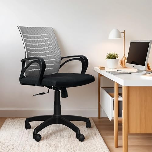 Image of Seventh Heven Bolt Mid Back Revolving Office Chair for Work from Home, Study, and Computer Use | Heavy Duty Base | Ergonomic Mesh Design | Durable & Comfortable Seating (Greyer Mesh)