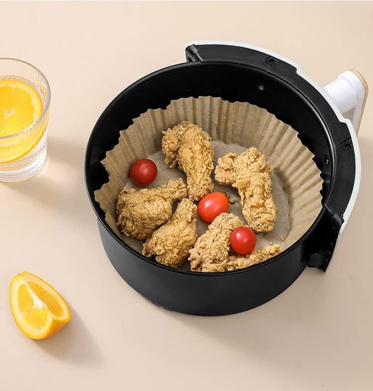 Miniatura 4 de Papel para freidora de aire, 100 unidades redondas antiadherentes, papel pergamino, desechable, para freidora de aire y microondas, 7.9 pulgadas