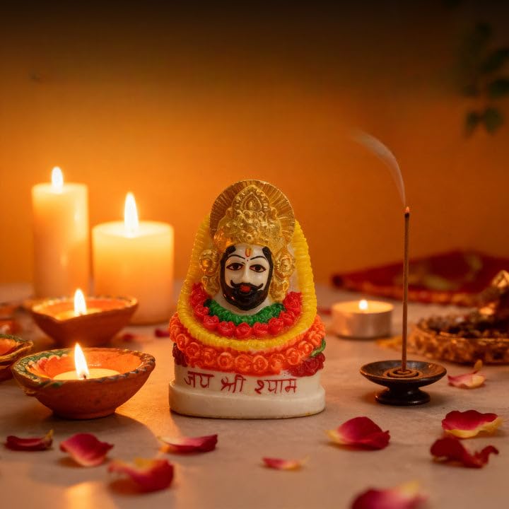 Image of VAMA Siddh Khatu Shyam Murti for Home Siddh at Khatu Shyam Temple, Ujjain | Khatu Shyam Car Dashboard | Perfect for Daily Pooja, Gifting, Home Mandir, Office Desk, Car