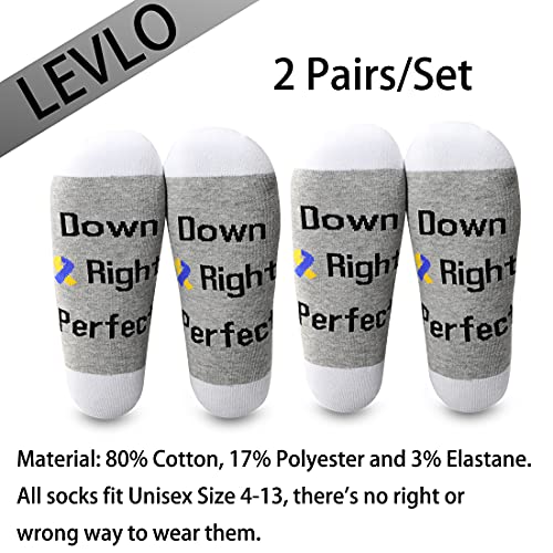 LEVLO Down Syndrome Awareness Socks Down Right Perfect Cotton Socks Proud Mom Gift2