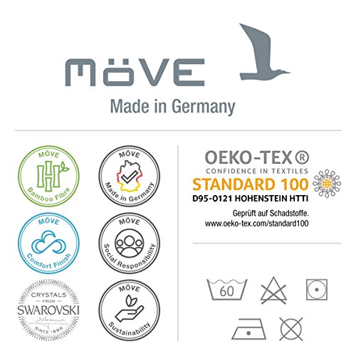 möve Crystal Collection bath mat 60 x 100 cm made of 50 % cotton / 50 % viscose from bamboo cellulose, decorated with Swarovski crystals (row), snow