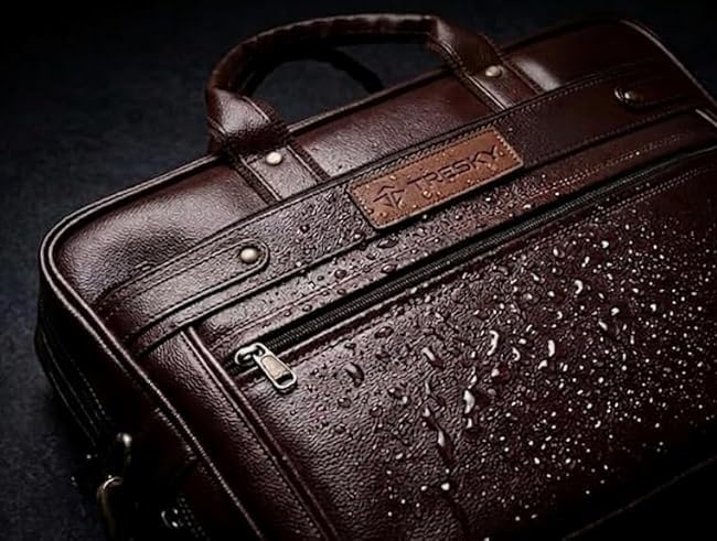 Image of Faux Leather Laptop Messenger Office Bag Briefcase for Work for Men