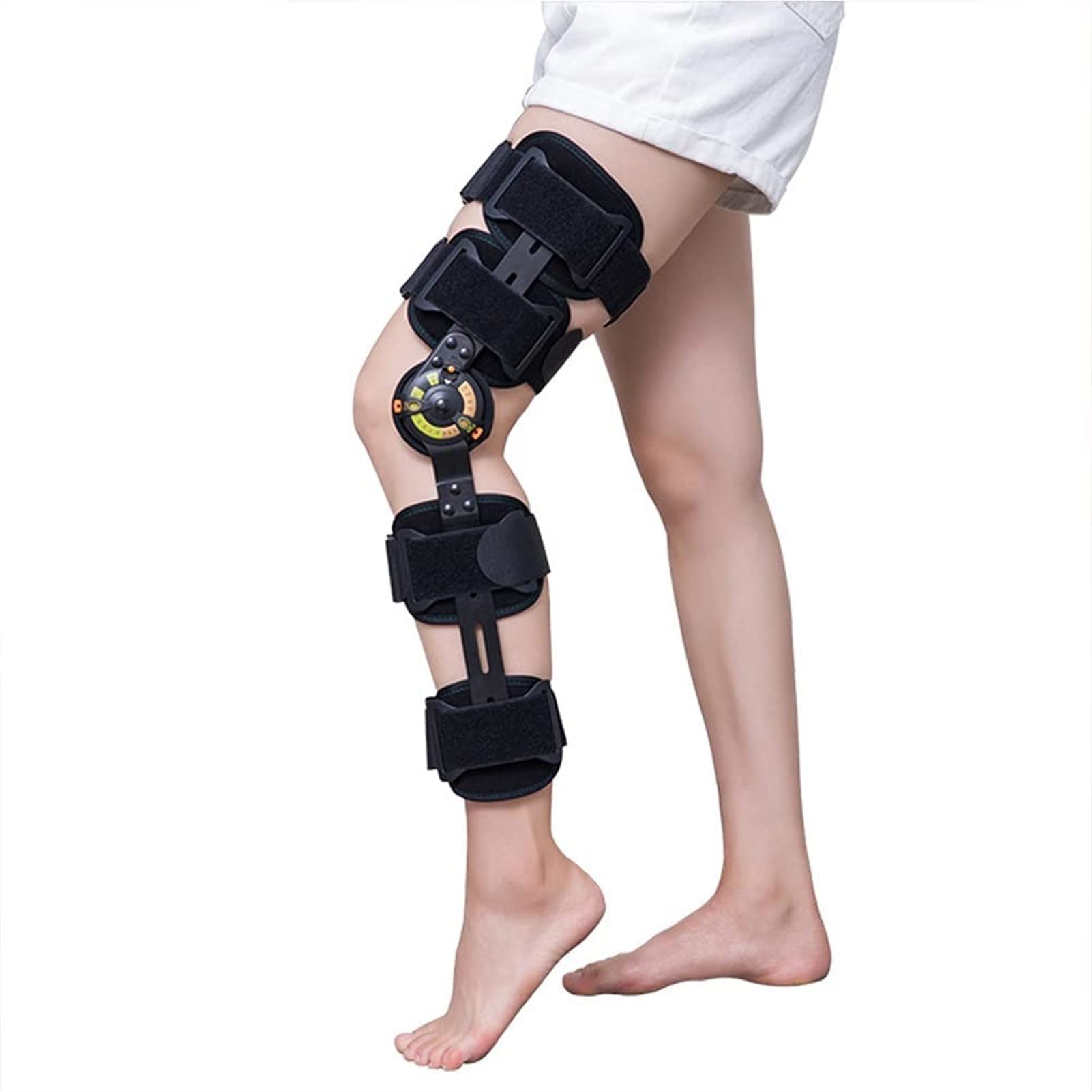 Rodillera ROM con Bisagras Soporte Ortopédico para Rodilla con Bisagras, Férula Ajustable para Articulación De La Rodilla ROM Ortesis De Rodilla Estabilizador De Inmovilizador Protector