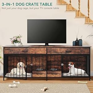YITAHOME-Double-Dog-Crate-Furniture-with-Feeder-748-Indoor-Dog-Kennel-for-Large-Breed-with-Storage-Wooden-Dog-Crate-TV-Stand-Table-for-2-Small-Medium-Dogs-Rustic-Brown - Cucciolini Doodles YITAHOME-Double-Dog-Crate-Furniture-with-Feeder-748-Indoor-Dog-Kennel-for-Large-Breed-with-Storage-Wooden-Dog-Crate-TV-Stand-Table-for-2-Small-Medium-Dogs-Rustic-Brown