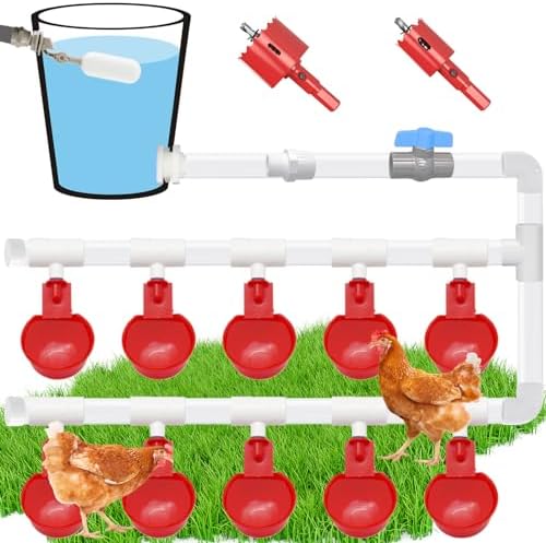 Complete Set Pipeline Automatic Chicken Waterer System,1/2" PVC Pipe Accessories DIY Kit With 2 Hose,Chicken Water Cup,Chicken Waters,Poultry Waterer,Duck Water Feeder For Quail Chicken Duck Goose