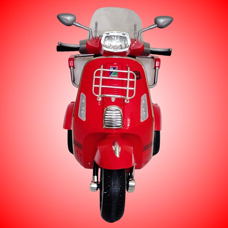 Image of Vespa Scooter Double Seat for Kids 1 to 6 Years | with Remote Control, Big Size Vespa Scooter | Electric Rechargeable Ride-Ons, Red