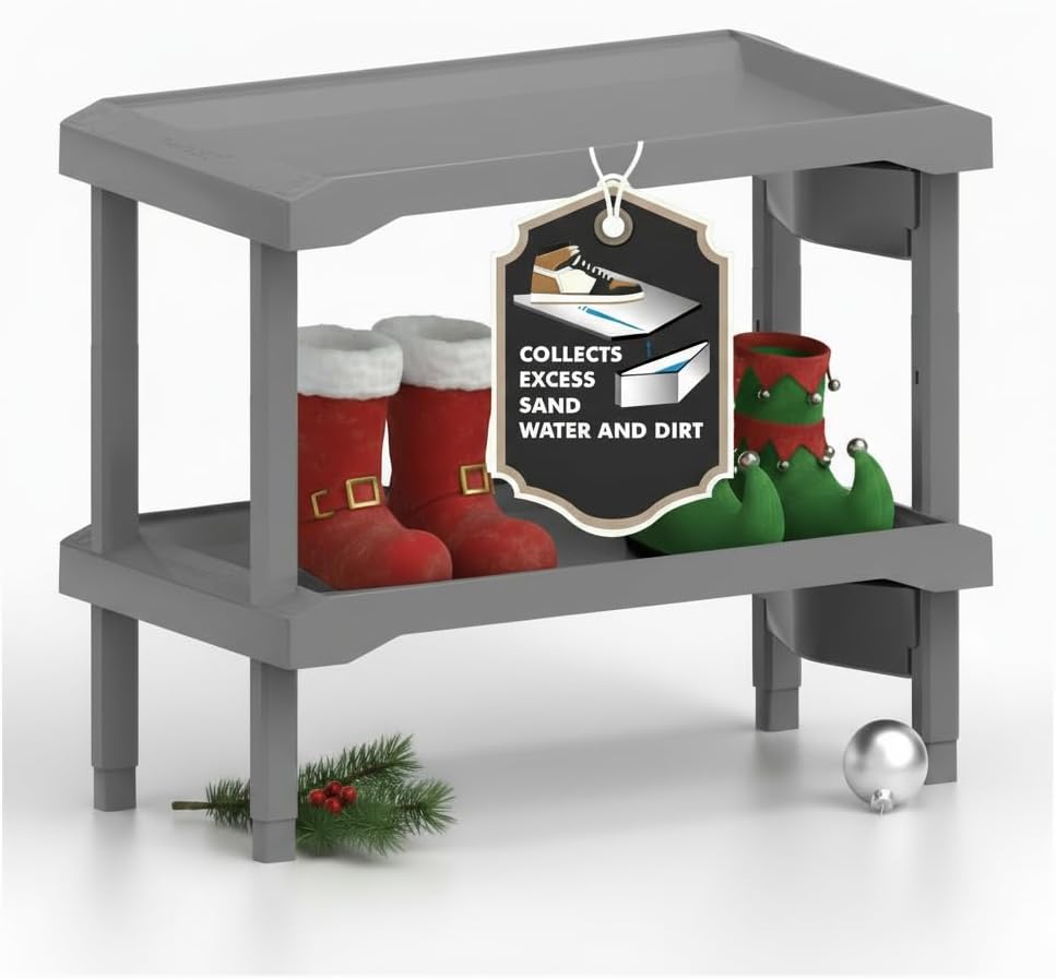 Water and Sand Collecting and Draining Shoe Rack for Entryway, 23.5 Inches 2 Levels Stores Storage, Armoire De Rangement, Closet Storage, Shoe Organizer