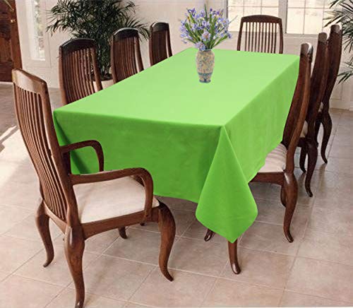 Image of AIRWILL 100% Cotton Solid Pattern 8 Seater Rectangle Table Cover Sized, 56x95 inches (Green, Pack of 1)