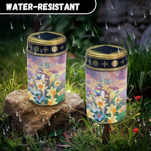 Image of Cross Flower Solar Garden Lights Grave Lamp for Outdoor Cemetery Waterproof Dustproof Cemetery Solar Lights Automatic Solar Light Solar Light Grave Decoration, No-YSFM0290-N9