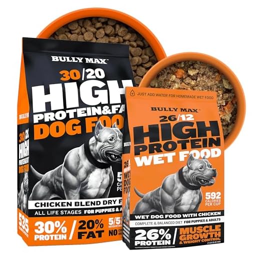 Bully Max High Protein Dog Food Bundle - High-Calorie Dry Food (5lb) & Dehydrated Food (2lb, Makes 5.5lb Wet) - Protein-Rich for Muscle & Weight Gain in Puppies & Adults