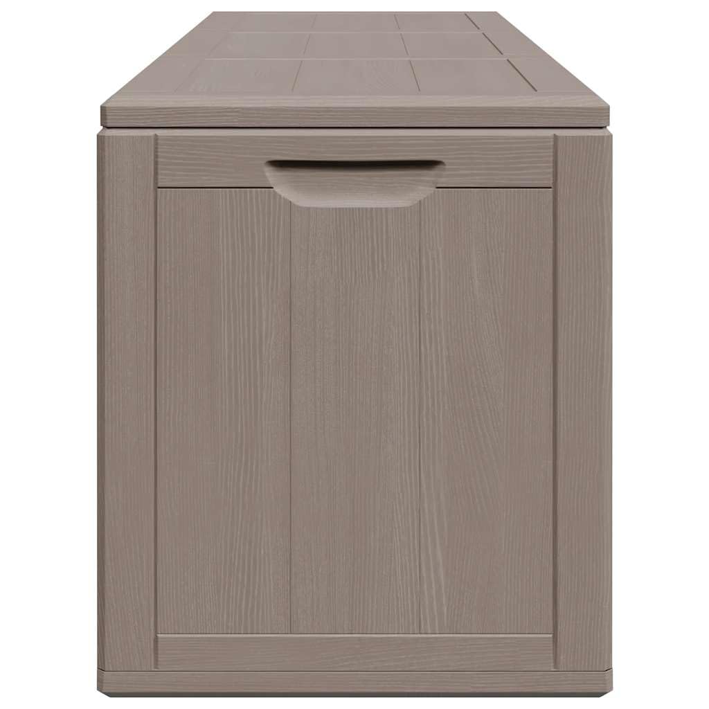 Baule da giardino da 270 l, in polipropilene, effetto legno, per cuscini, contenitore da giardino, per esterni, terrazza, balcone, funzione di organizzazione con coperchio