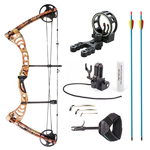 Leader Accessories Compound Bow 30-55lbs Archery Hunting Equipment with Max Speed 296fps (Autumn Camo. with Kit)