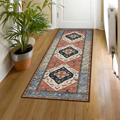 Beeiva Persian Washable Hallway Runner Rug, 2X6 Vintage Tribal Medallion Bathroom Kitchen Runner Rugs With Rubber Backing, Boho Runner Rug For Hallways Bedroom Entryway Laundry Room #TOP6
