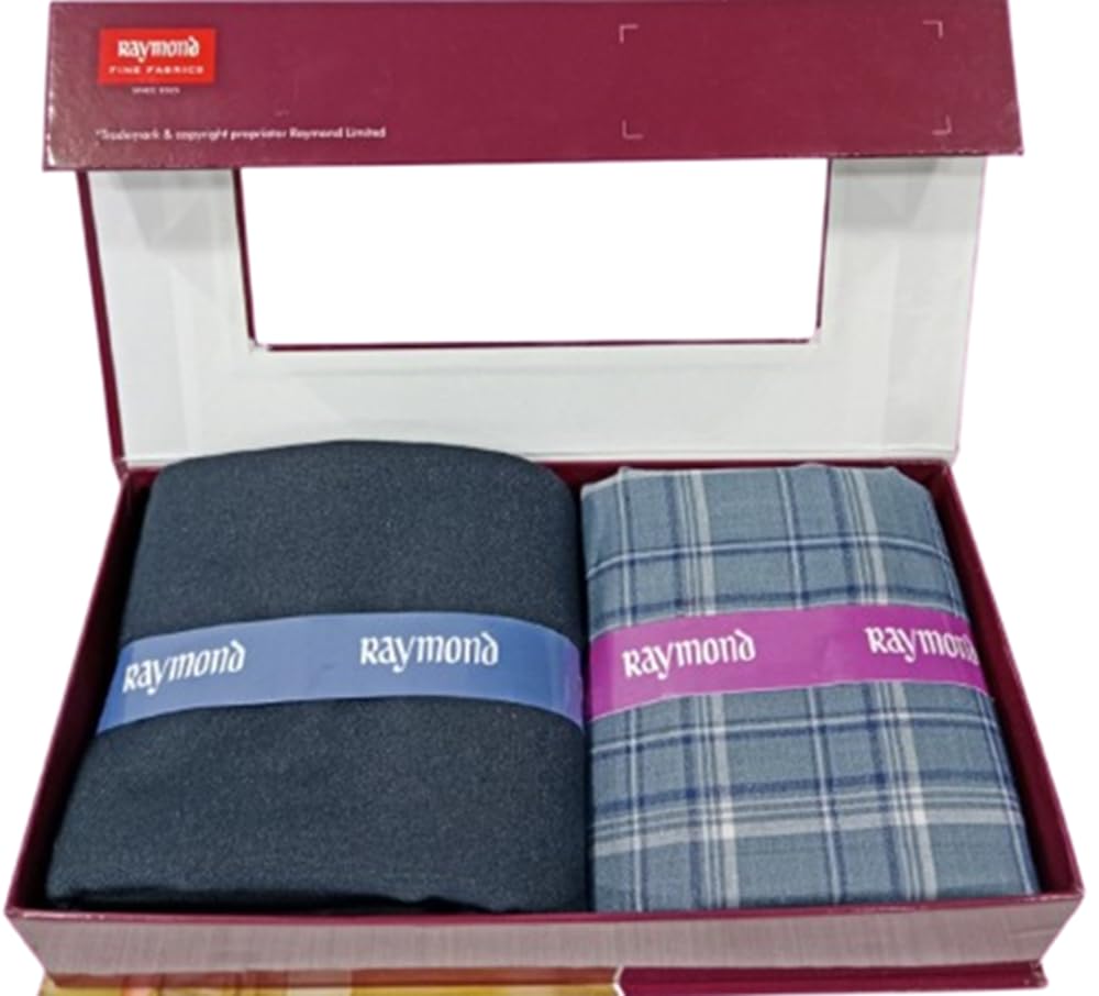 raymond fabrics Raymond Men’s Shirt & Trouser Fabric Combo with Gift Box | Premium Checked Shirt Fabric with Solid Formal Trouser Fabric | Unstitched Dress Material for Office & Formal Wear-picture-34