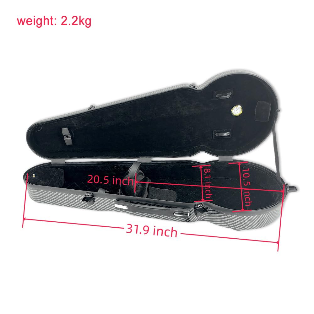 Custodia per Viola da 16 Pollici, Rigida in Fibra di Carbonio, Resistente, Design del Manico Portatile, colofonia e Accessori posizionabili, Due Porta archetti (Marrone) (Marrone)