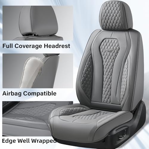Image of Coverado Seat Covers, Car Seat Covers Full Set, Gray Car Seat Cover, Car Seat Cushion Waterproof, Car Seat Covers Front Seats Back Seat Covers, 8839 Car Seat Protector Universal Fit Most Cars