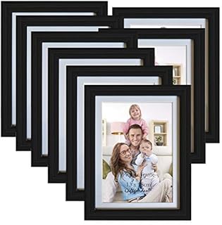 Giftgarden Photo Frames 7x5 Set of 8, 6x8 Matted to Display 5 by 7 Photo with Mat or 6 by 8 Without Mat for Wall or Tabletop, Black